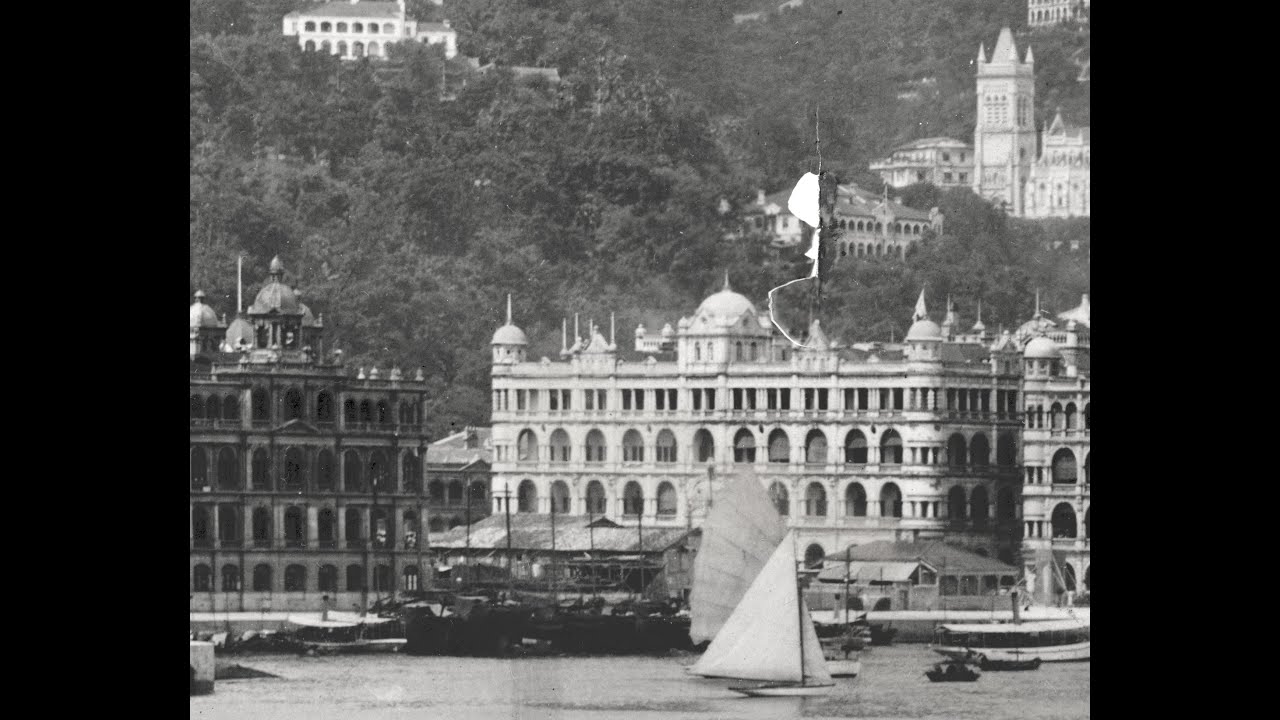 1909 Panorama of Hong Kong Island from the harbour