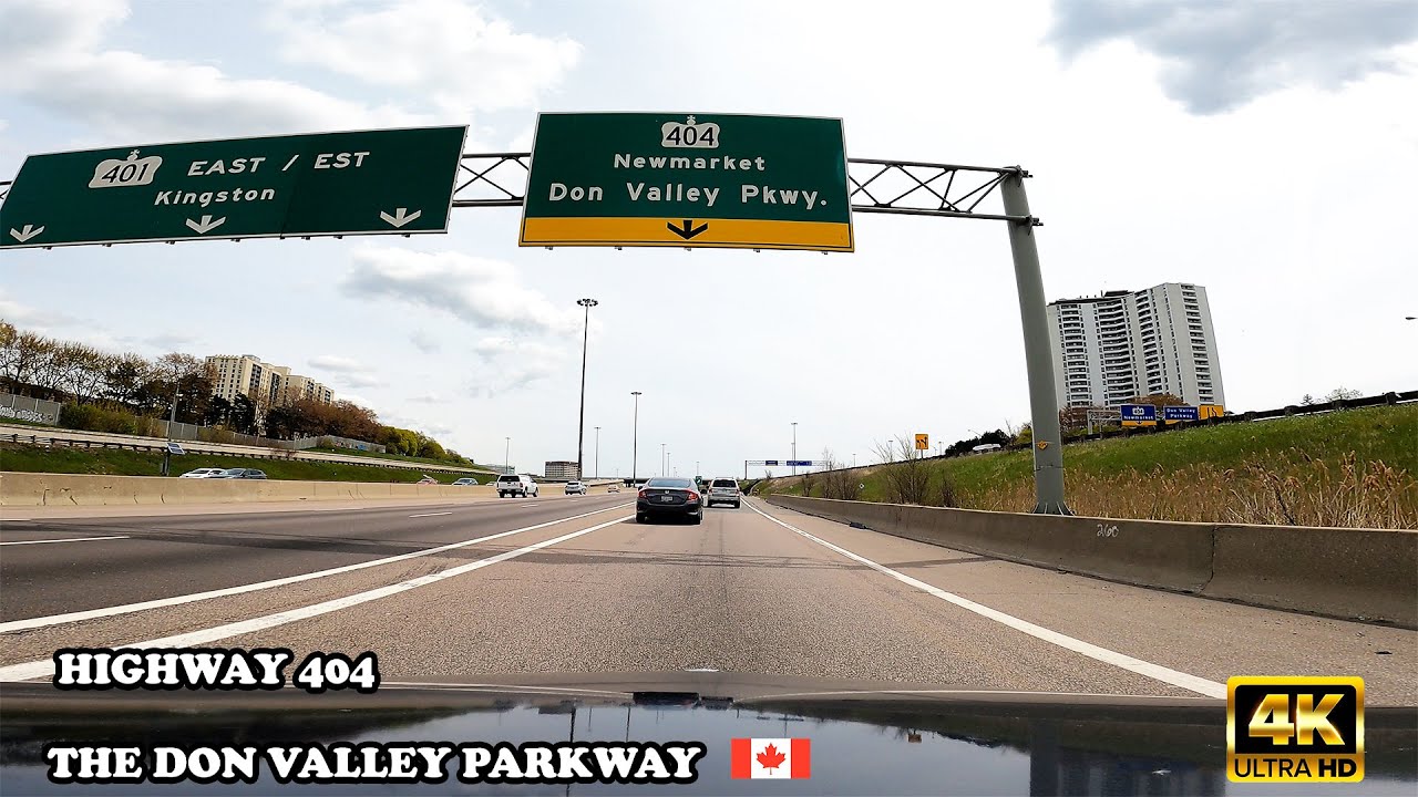 【 4K 】Driving on Highway 404 Newmarket The Don Valley Parkway