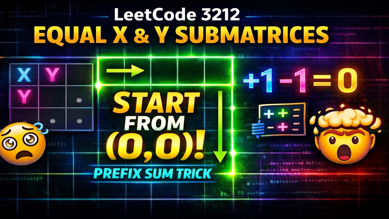 Leetcode 3212. Подсчет подматриц с равной частотой X и Y.