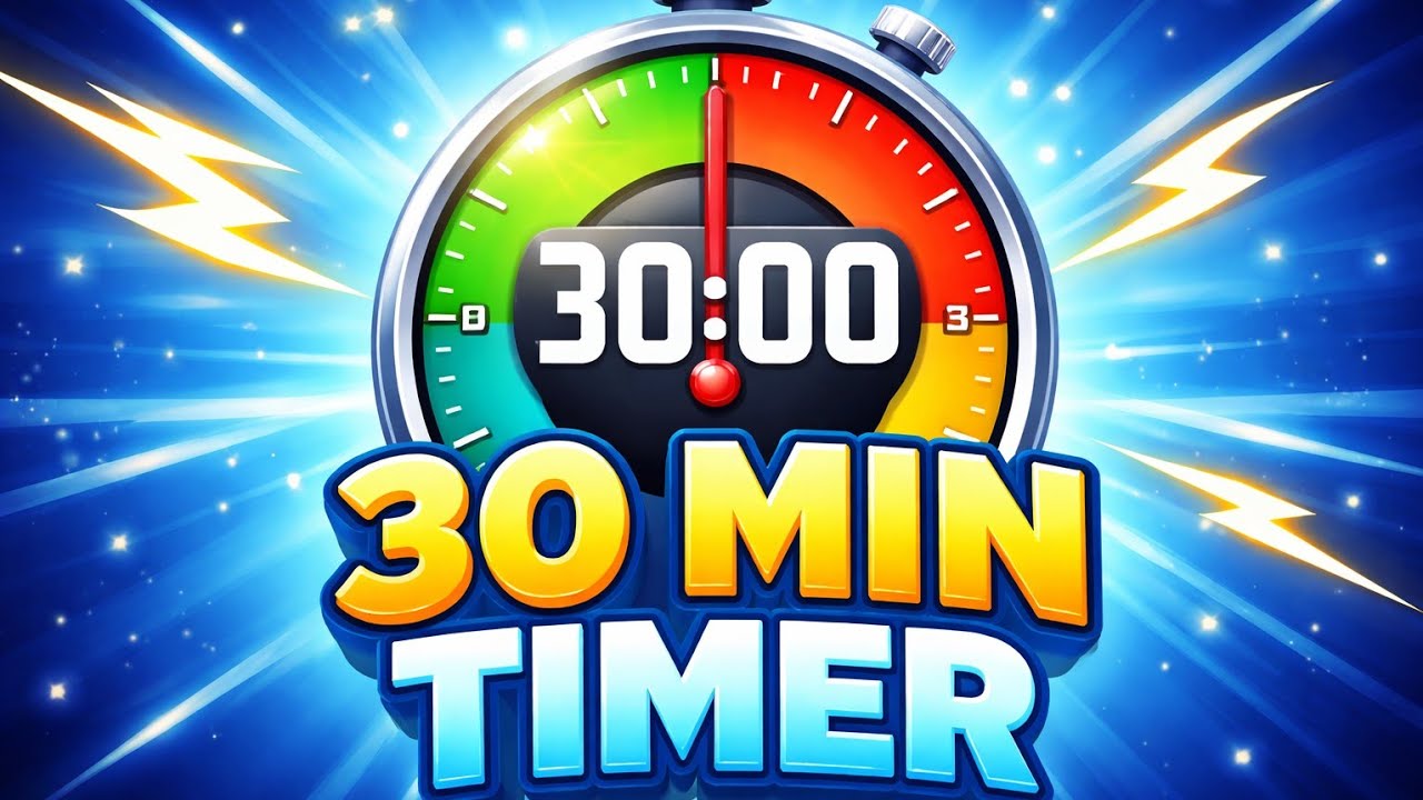 30 Minute Countdown Timer ⏳ | No Music | HD | Perfect for Study, Workout & Focus