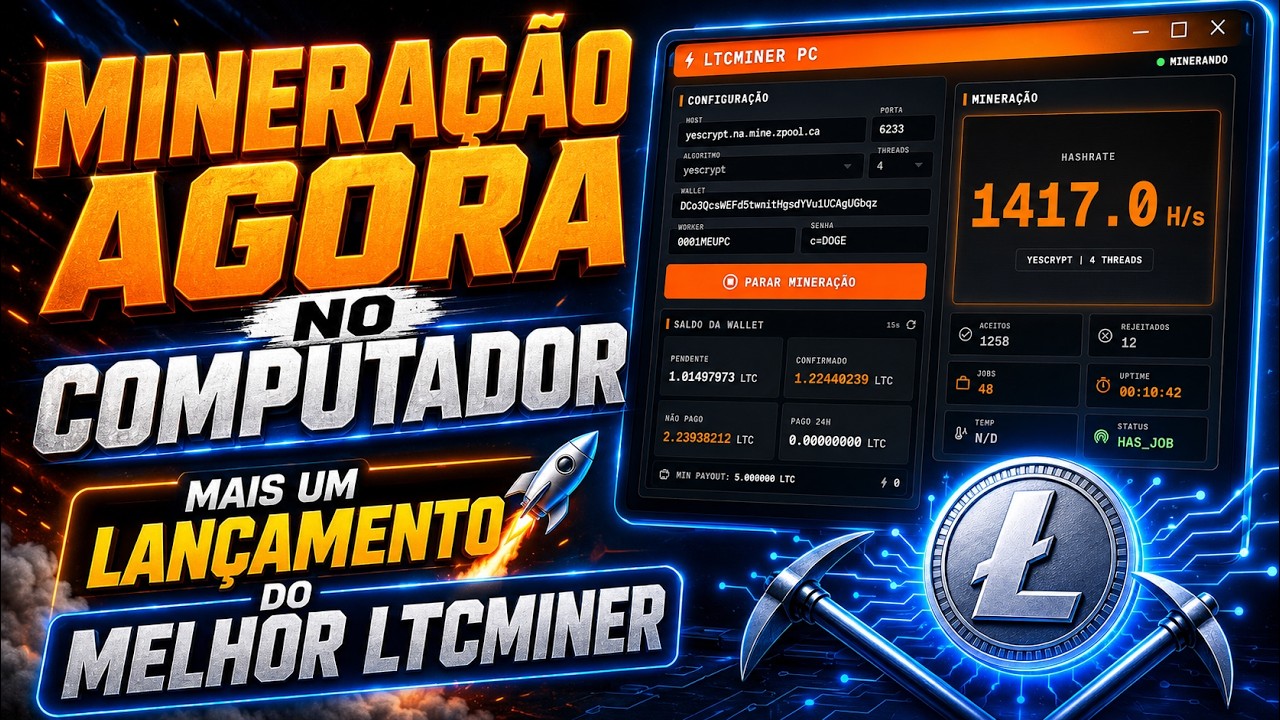 MINERAR NO PC USANDO O LTCMINER - A MAIS NOVA ATUALIZA&Ccedil;&Atilde;O VAMOS TER MUITA CRIPTO