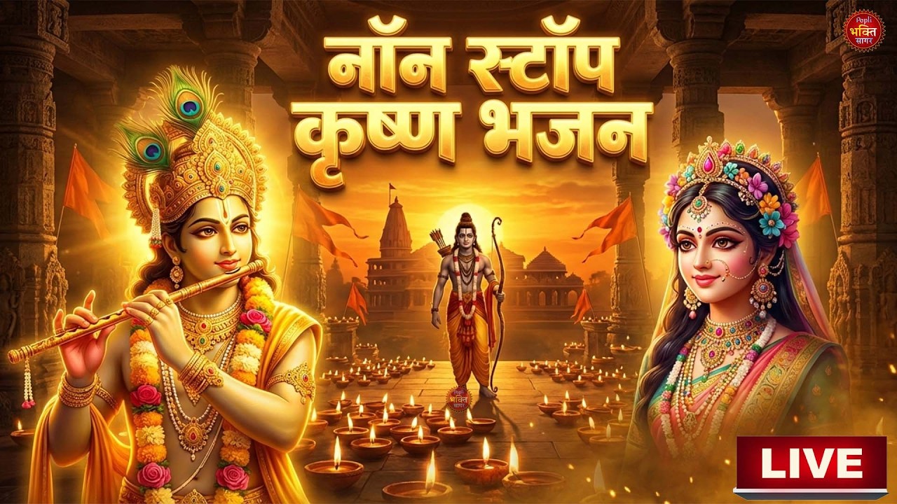 🔴 Popular Krishna Song & Bhajan (SUNDAY LIVE) | + Hare Krishna | Nonstop Peaceful Mantra Music