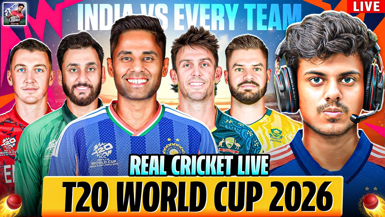 LIVE : T20 World Cup 2026 Mini Matches 🏆| India Vs Everyone In Cricket 26 #shortslive #realcricket