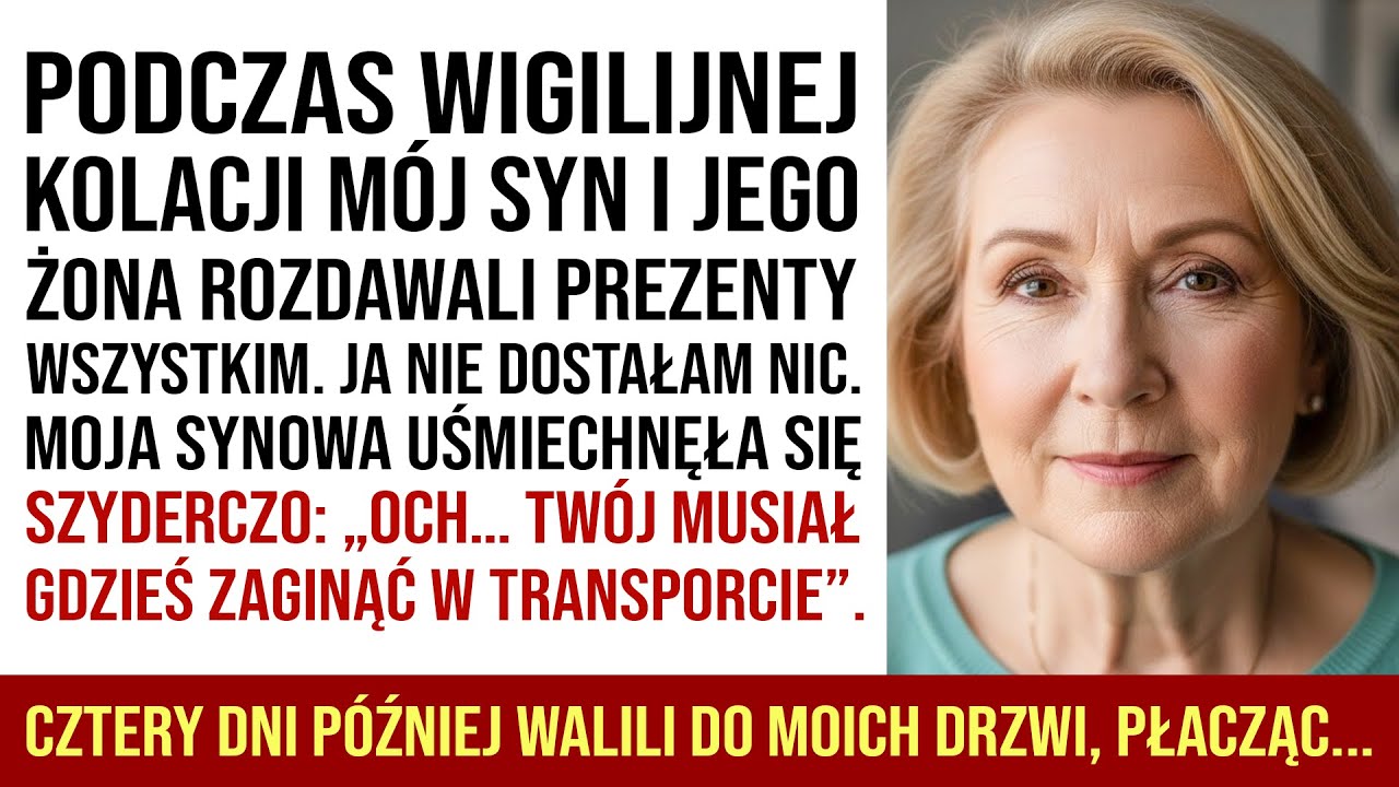 Mój Syn I Jego Żona Obdarowali Wszystkich Na Wigilii Oprócz Mnie. Cztery Dni Później Byli…