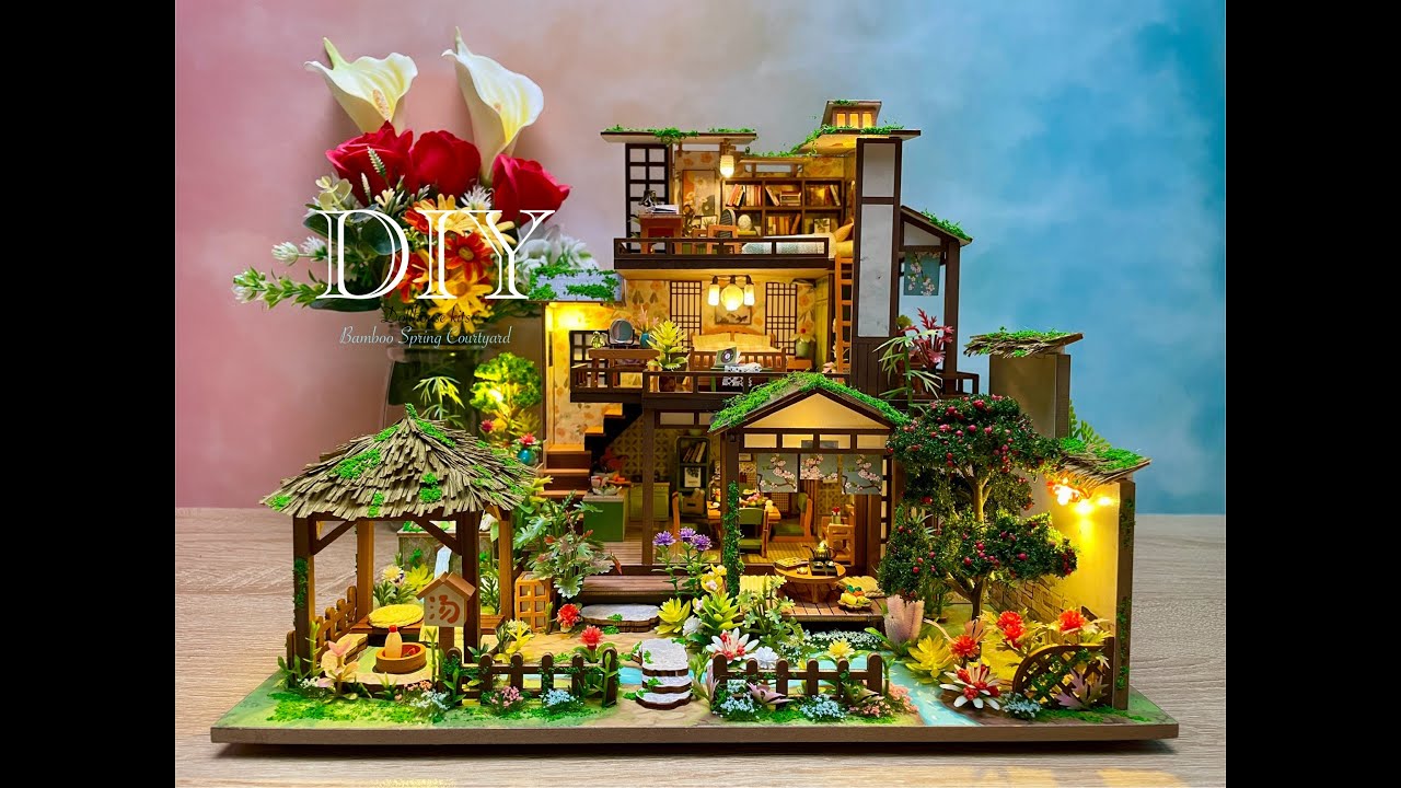Bamboo Spring Courtyard | DIY Miniature Dollhouse Crafts | Relaxing Satisfying Video