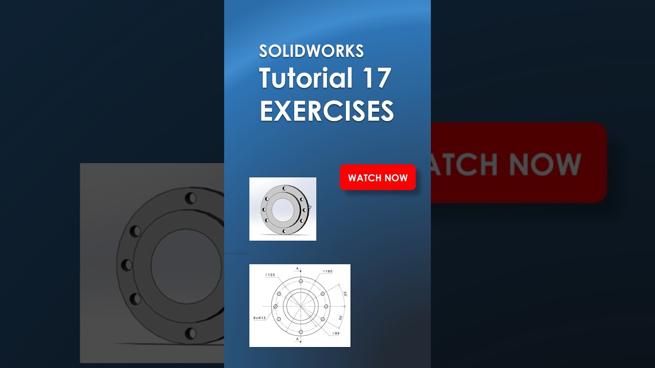 SolidWorks Beginner Tutorial #17: Tapered Flange (Hole Wizard & Mirror)