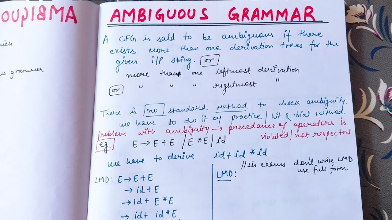 Lecture 9 Ambiguous Grammar in Compiler Design