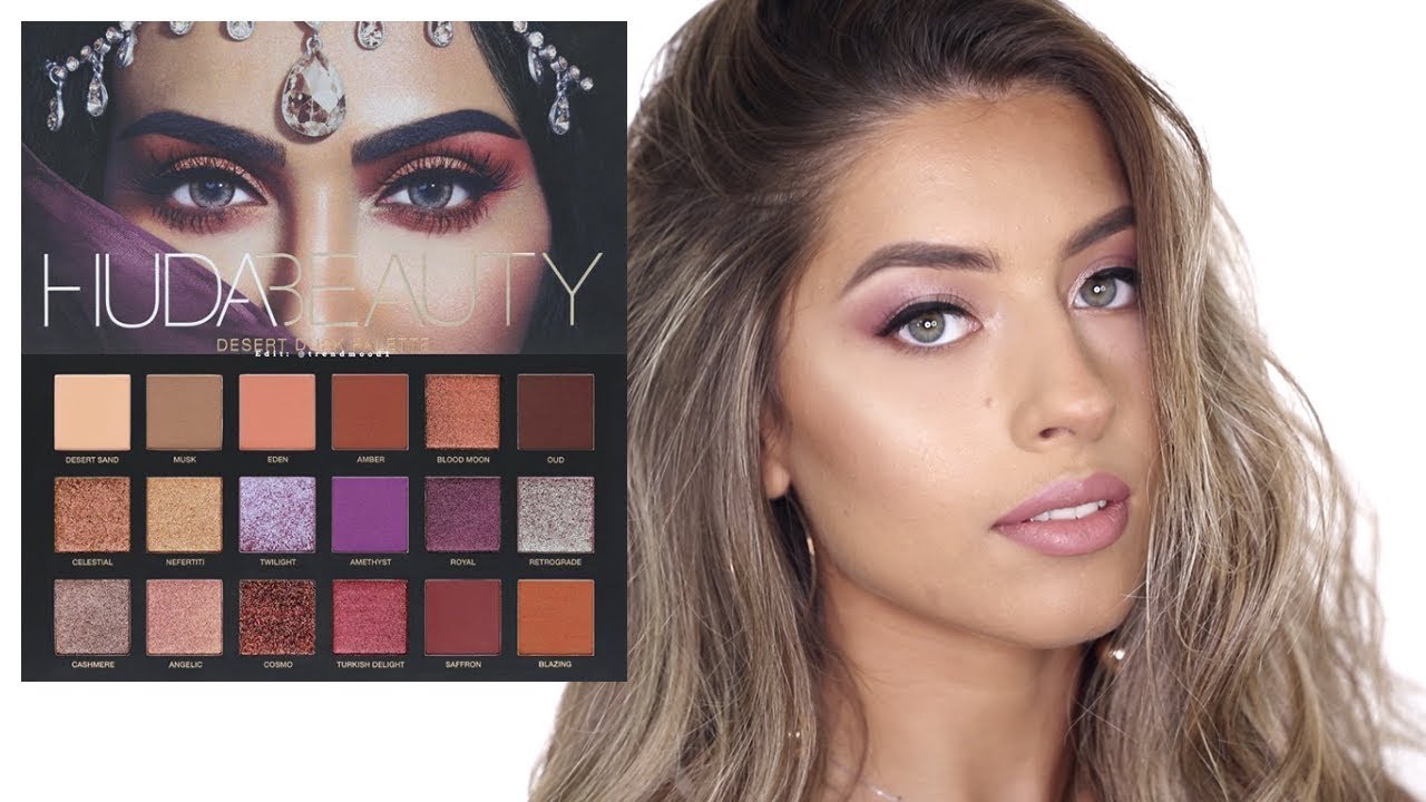 HUDA BEAUTY DESERT DUSK PALETTE TUTORIAL | مكياج صيفي بنفسجي للعيد