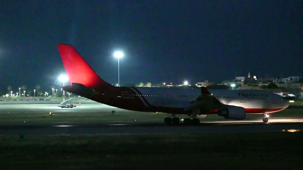 Maleth-Aero A330-203 Late Evening Landing at Malta, from FairBanks!