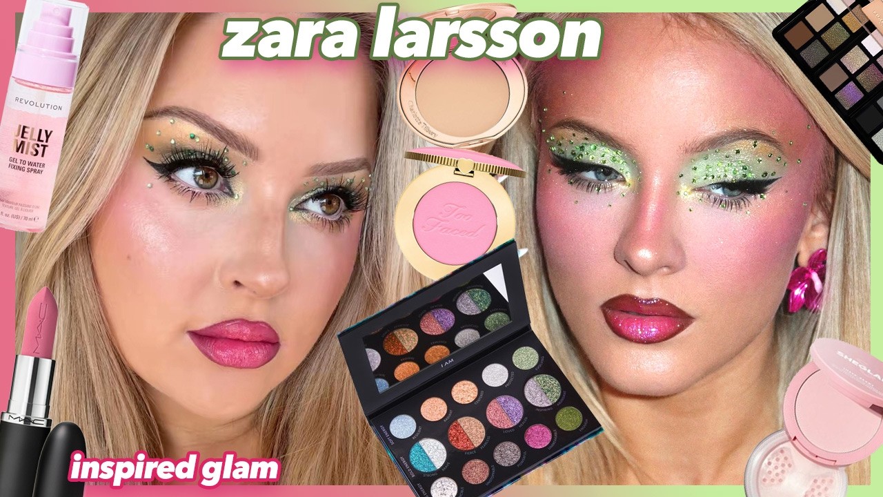 Гламурный образ в стиле знаменитостей ❇️ Макияж от Zara Larsson с зелеными стразами!
