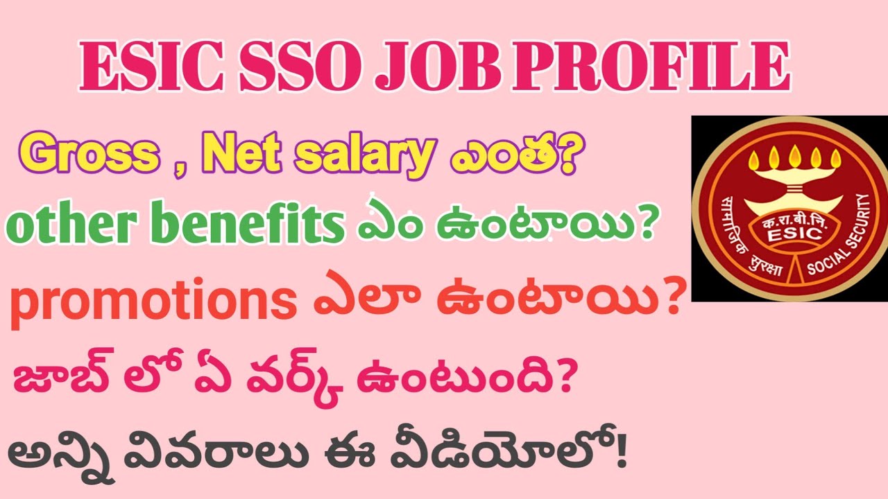 ESIC SSO JOB PROFILE | salary promotions transfers