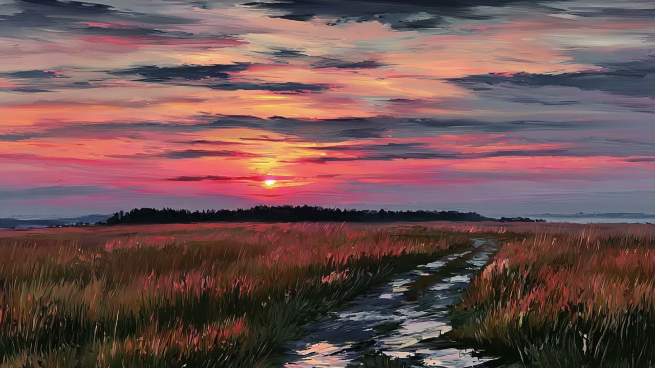 Beautiful Countryside Sunset | Art TV Screensaver – Ambient Background Scenery (2 Hours)