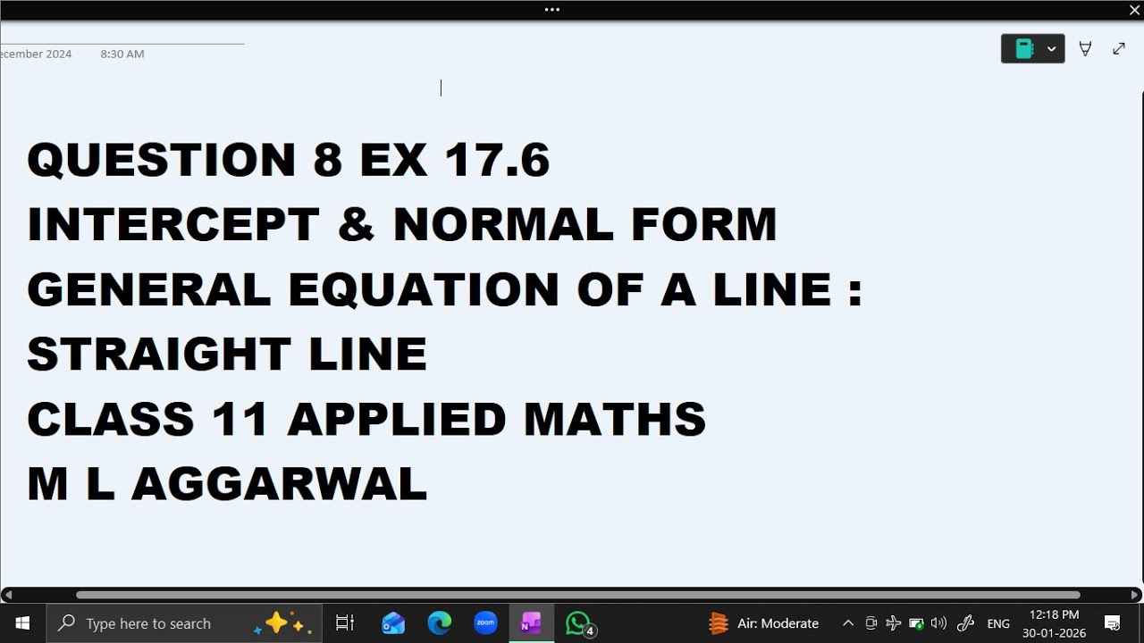 Ques 8 Ex 17.6 General Equation of a Line:  Straight Line   Class 11 Applied Maths ML Aggarwal