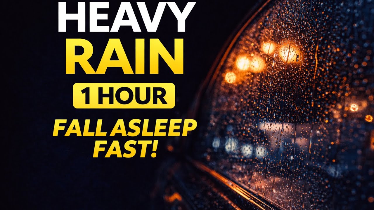Heavy Rain Sounds for Sleeping 🌧️ | 1 Hour Dark Screen | Fall Asleep Fast