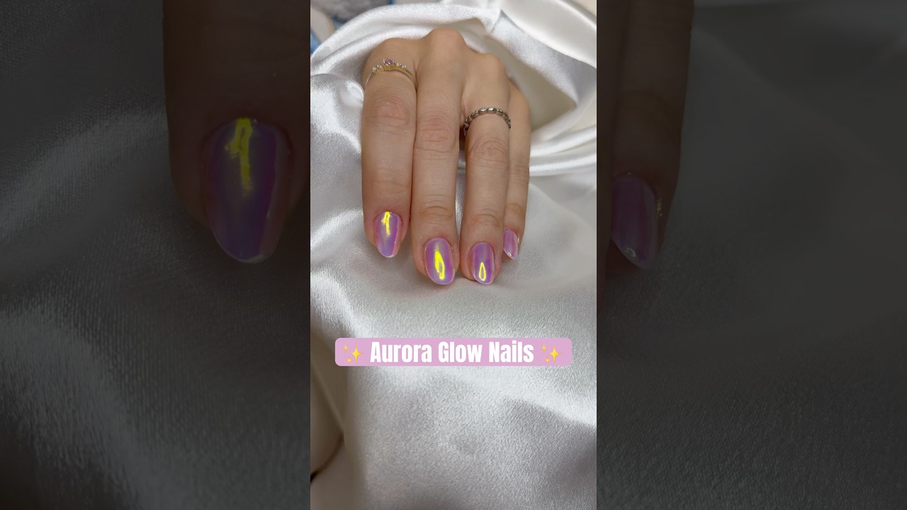 Aurora Chrome Nails | Iridescent Unicorn Effect Manicure #shorts #auroranails