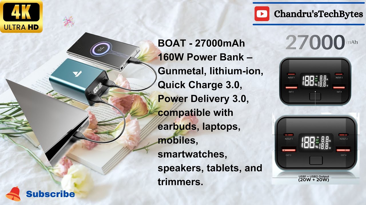 🚀 boAt 27000mAh 160W Power Bank – Power Like Never Before! 🔋🔥#boat #boat