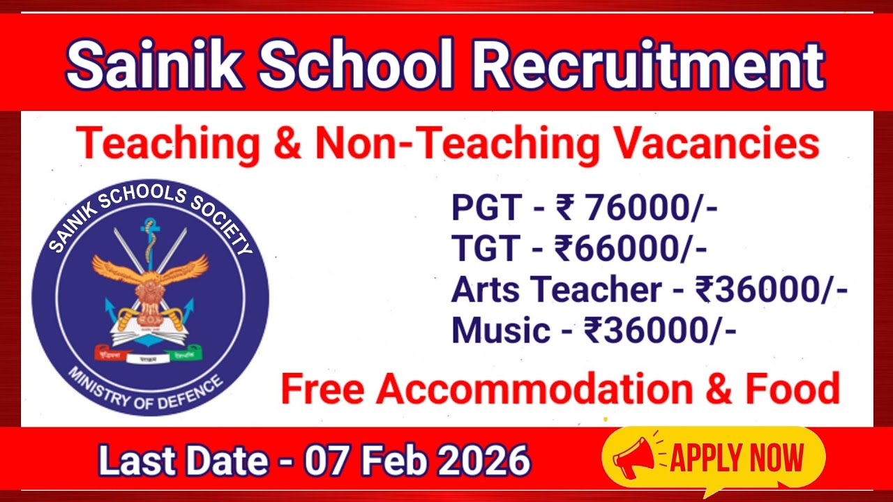 Sainik School Recruitment 2025 | PGT TGT Teacher Vacancy #teacherrecruitment #teacherjobs #sainik