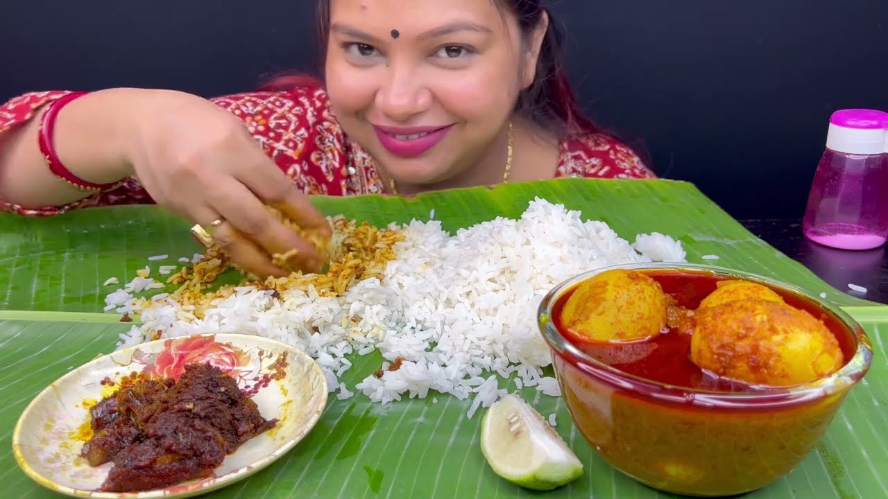 Bigbites, Eating Rice With Chingri Sutki Vorta,And Spicy 🔥🔥🥵🥵 Duck Egg Curry ।।