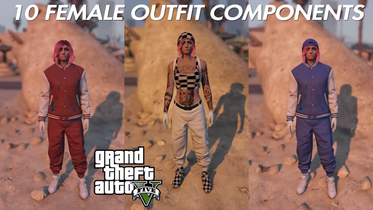 GTA V ONLINE 10 FEMALE OUTFIT COMPONENTS(READ DESCRIPTION FOR COMPONENTS)