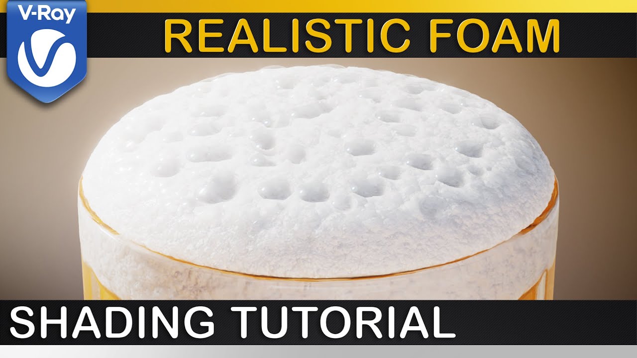 V-Ray | Render realistic BEER FOAM | Displacement, Translucency, Shading
