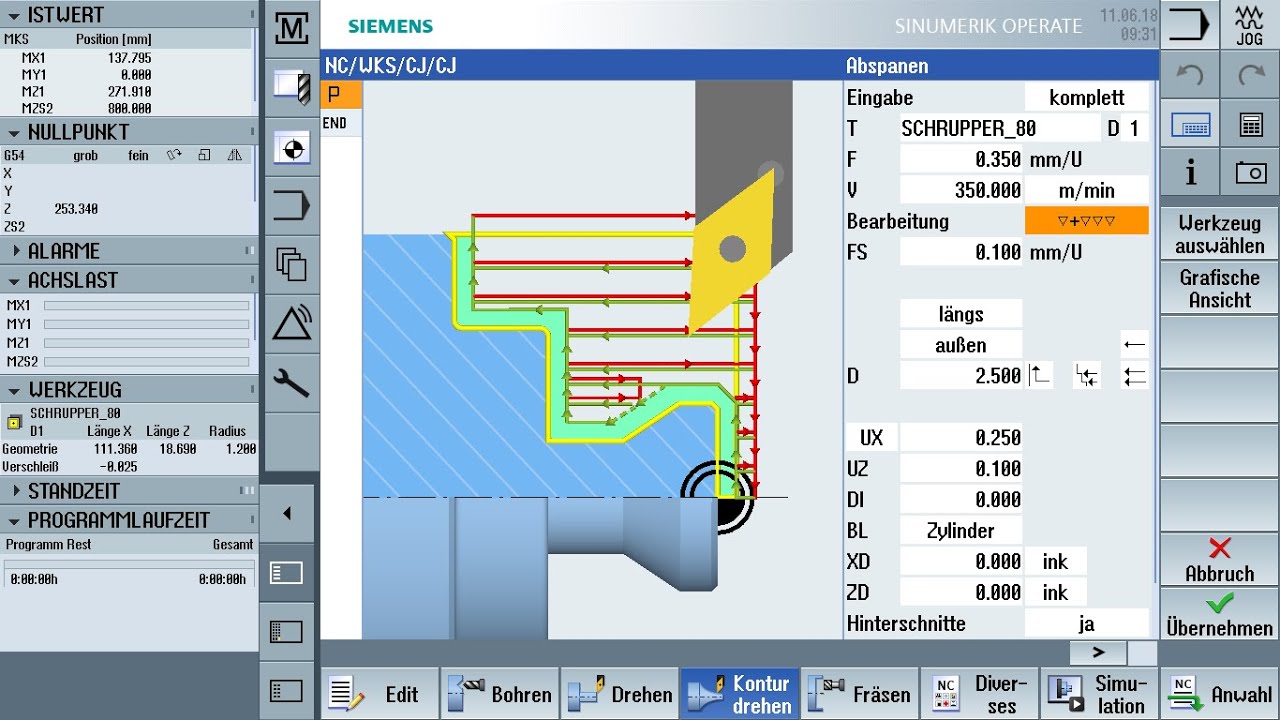 PROGRAMANDO PERFIL DE TORNEAMENTO COM O CICLO DE CONTORNO DOS CNC´s SINUMERIK SIEMENS !