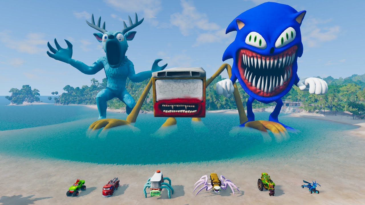 ALL MONSTERS Big & Small Cars with CURSED BUNNY NAP & CAR EATER & BUS EATER - BeamNG Drive