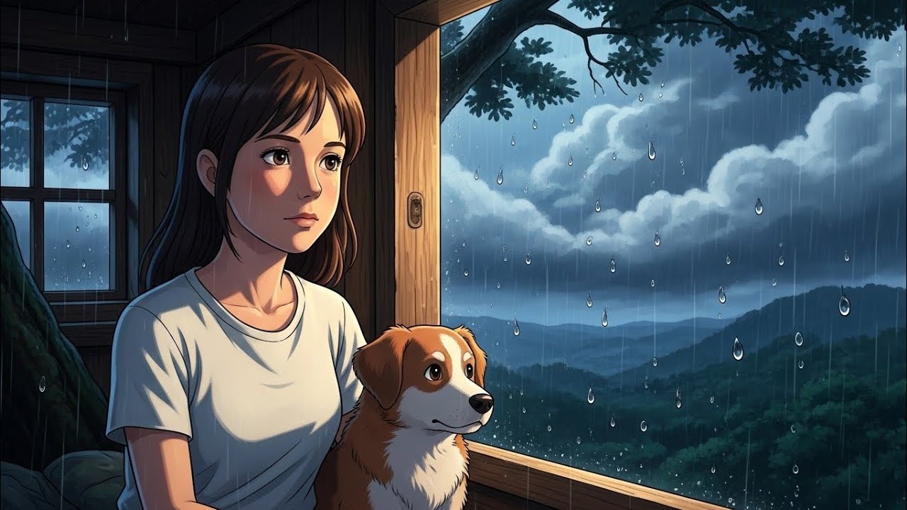 Alone in a Secret Tree House Above the World | Silent Ghibli Rain Story