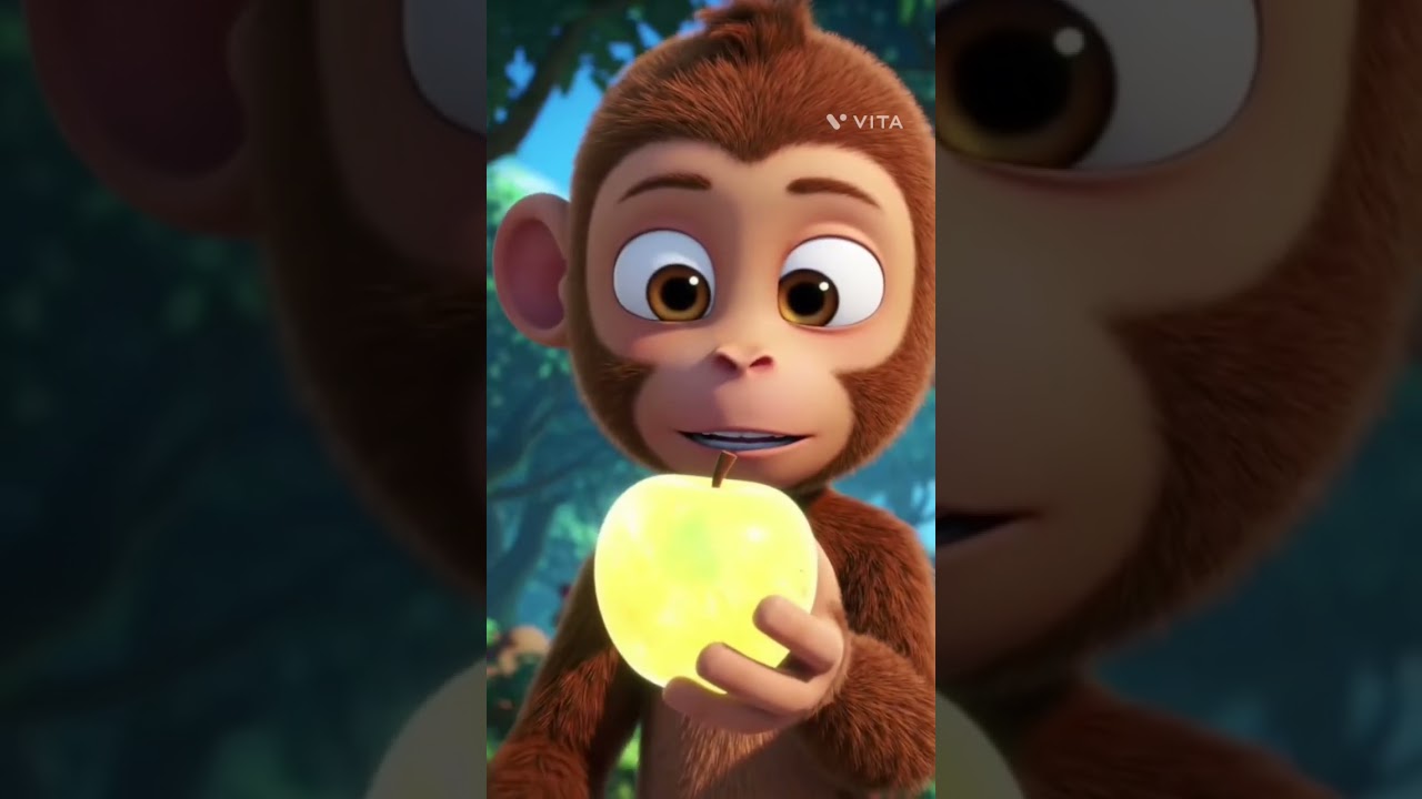 🐒🍎 🔔 #MonkeyAndApple #FunForKids #AnimalAdventures