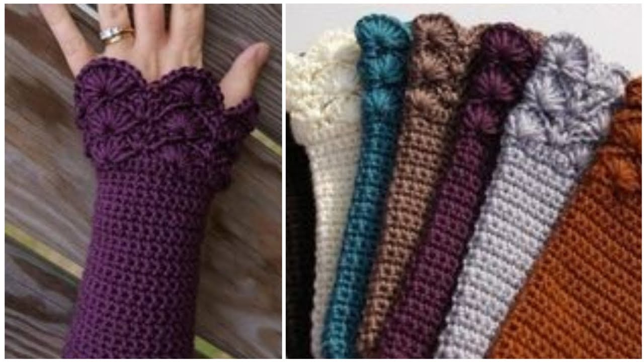 جوانتى كروشية بدون اصابع جديد سهل وشيك crochet  fingerless  Gloves