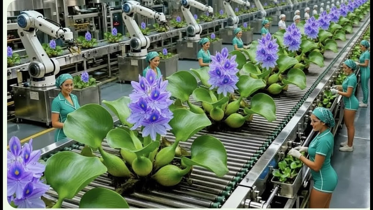Inside a Modern Factory: Water Hyacinth Recycling Process | Turning Invasive Plants Into Products
