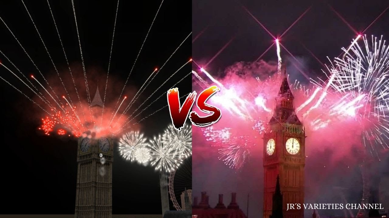 London Fireworks 2012: Olympic Celebration Comparison: REAL VS FWSIM