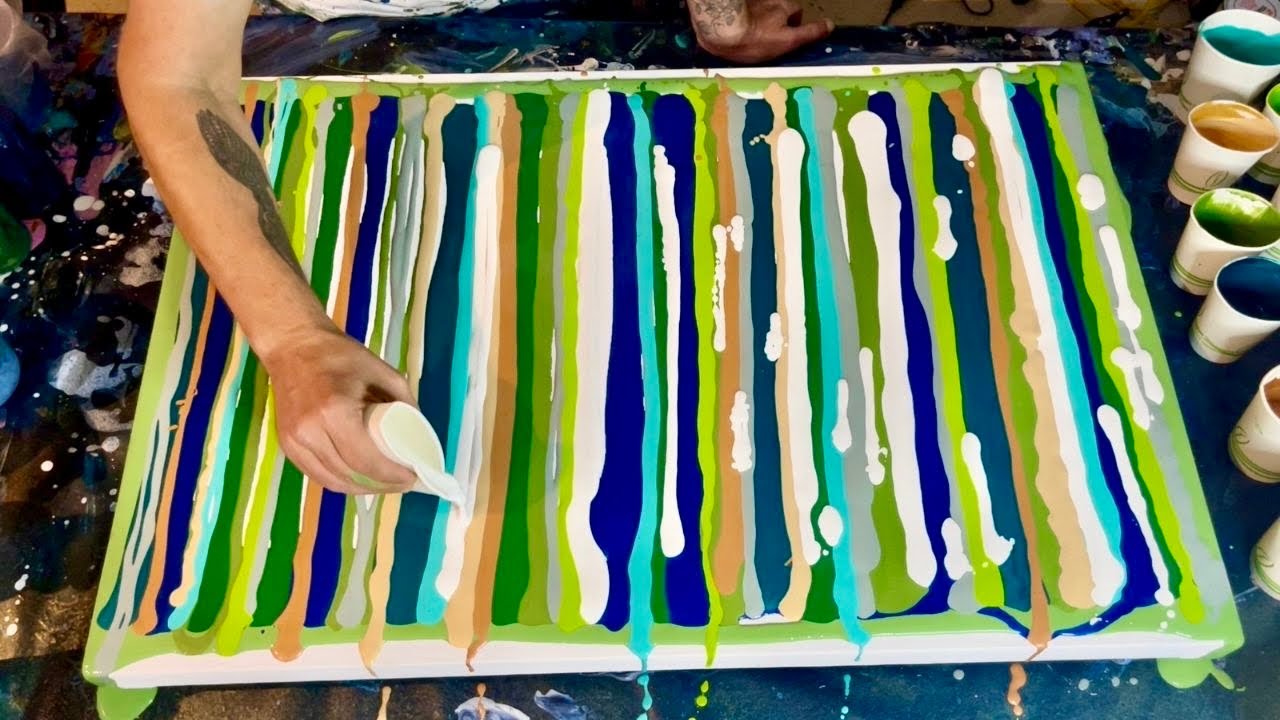 Ribbon Pour Landscape Fluid Art Tutorial