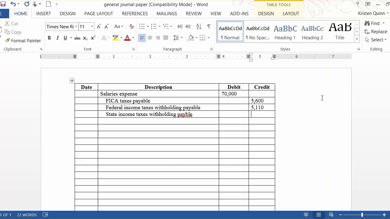 Payroll Journal Entries - RE9-7
