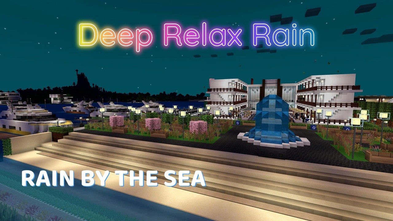 Minecraft Night Rain & Ocean Waves 🌧🌊 Cozy Waterfront Ambience for Sleep, Relax & Study (No Music)