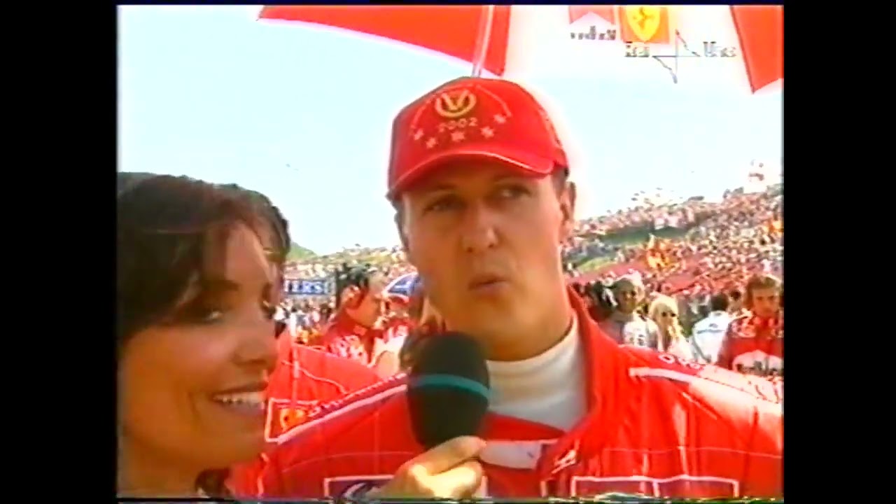 F1 Ungheria 2002 - Federica Balestrieri intervista Michael Schumacher sulla griglia di partenza