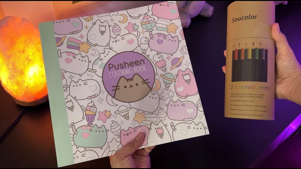 ASMR | Color With Me 🖍️ | 2 HOURS of Coloring | Whispered | Color Pencils | Pusheen Coloring Book