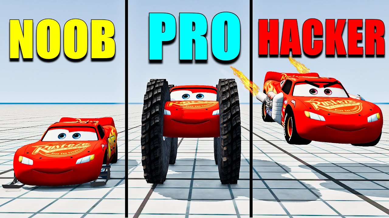 Lightning Mcqueen Noob VS Pro VS Hacker VS Down of Death #7 - which is best???