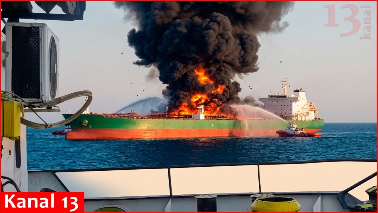 Video of Russian Turbo SM vessel struck in Ukrainian drone attack in Sea of Azov