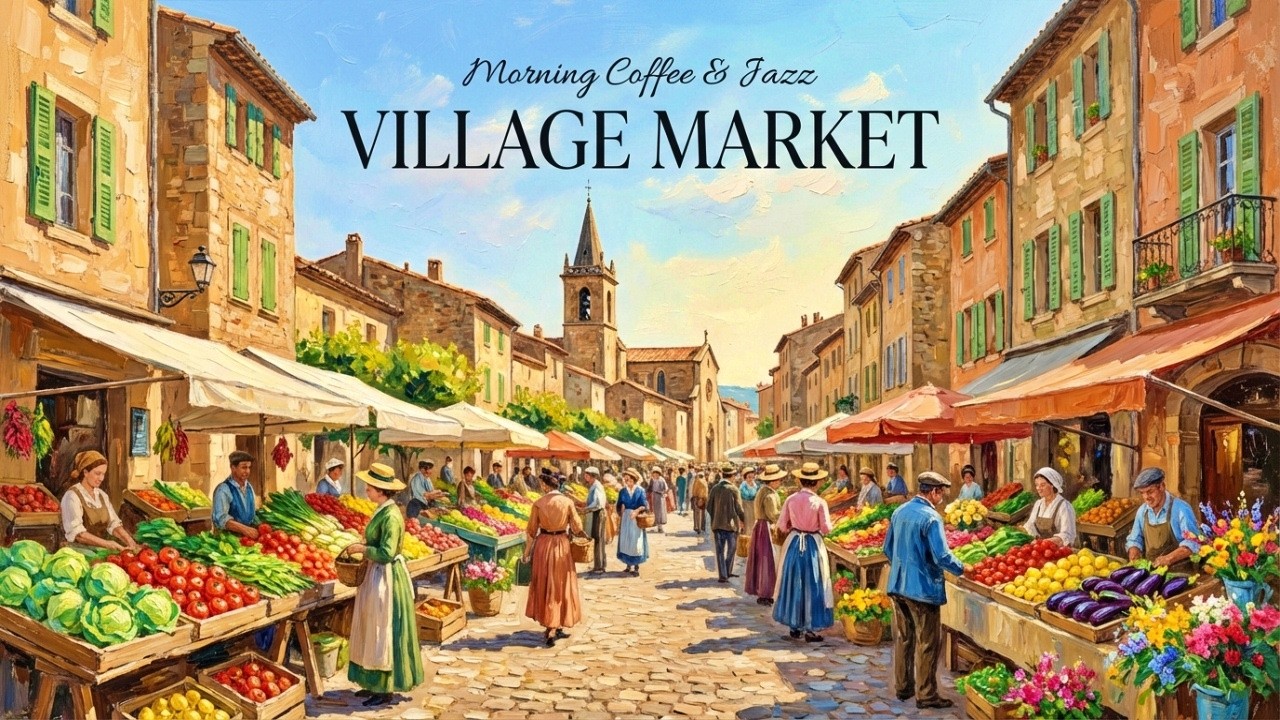 VILLAGE MARKET 🍎 French Instrumental Music — Morning Coffee Playlist | Southern France Vibes