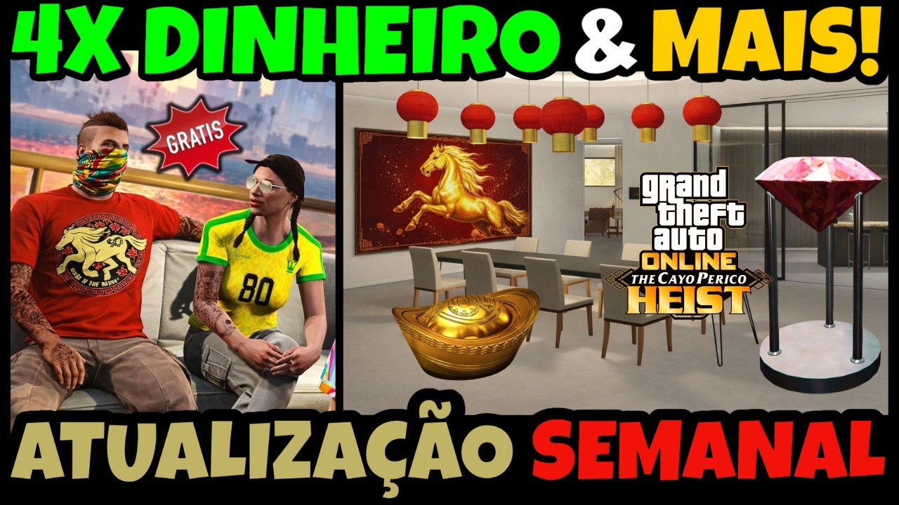 🔥 Atualização Semanal do GTA Online: 4X Dinheiro mais 3X GTA$, Novos Carros Grátis e Mais Presentes!