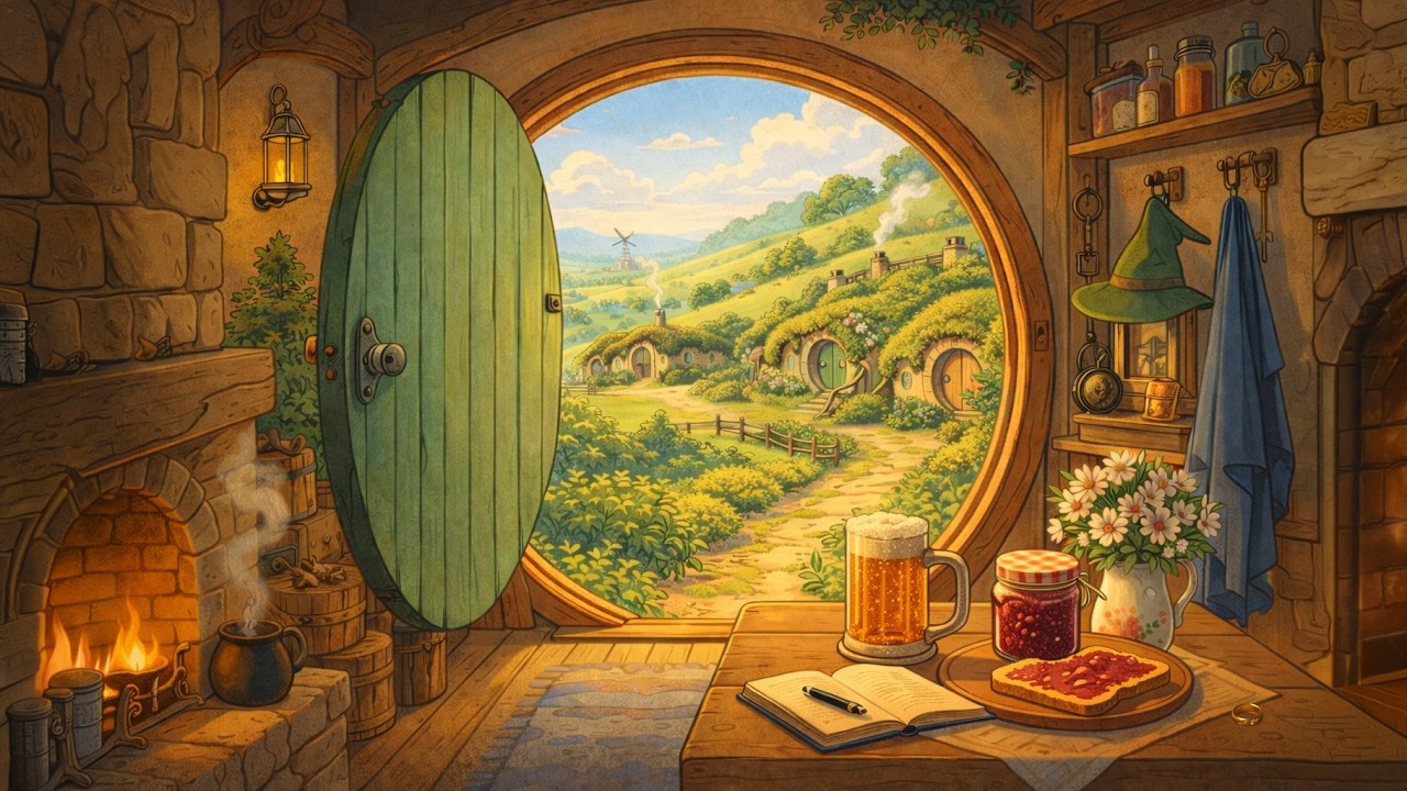 Shire Lofi 📜 Lord of the Rings Study Music | Cozy Hobbit Ambience (4 Hours) 🕯️