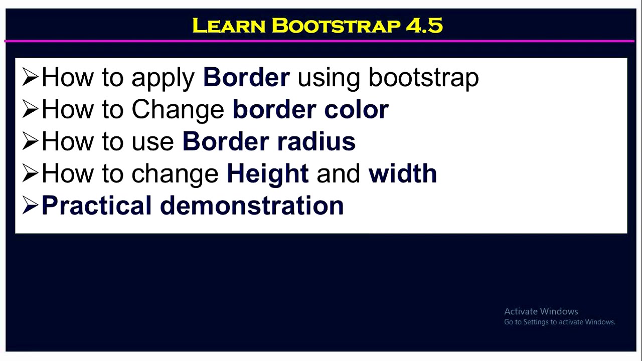 Bootstrap border | Border color |Rounded border | Height Width