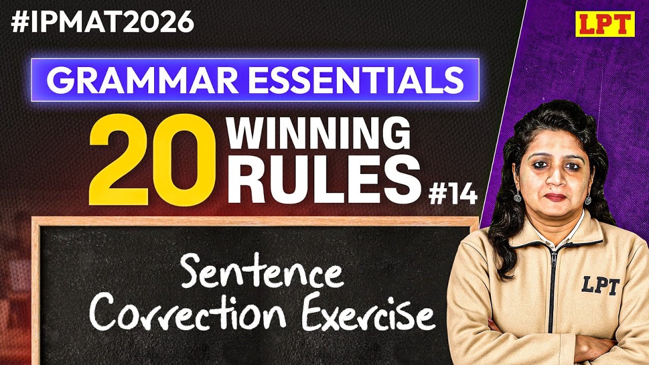 Important Rules for Grammar | #14 | Sentence Correction Exercise | English Grammar for IPMAT