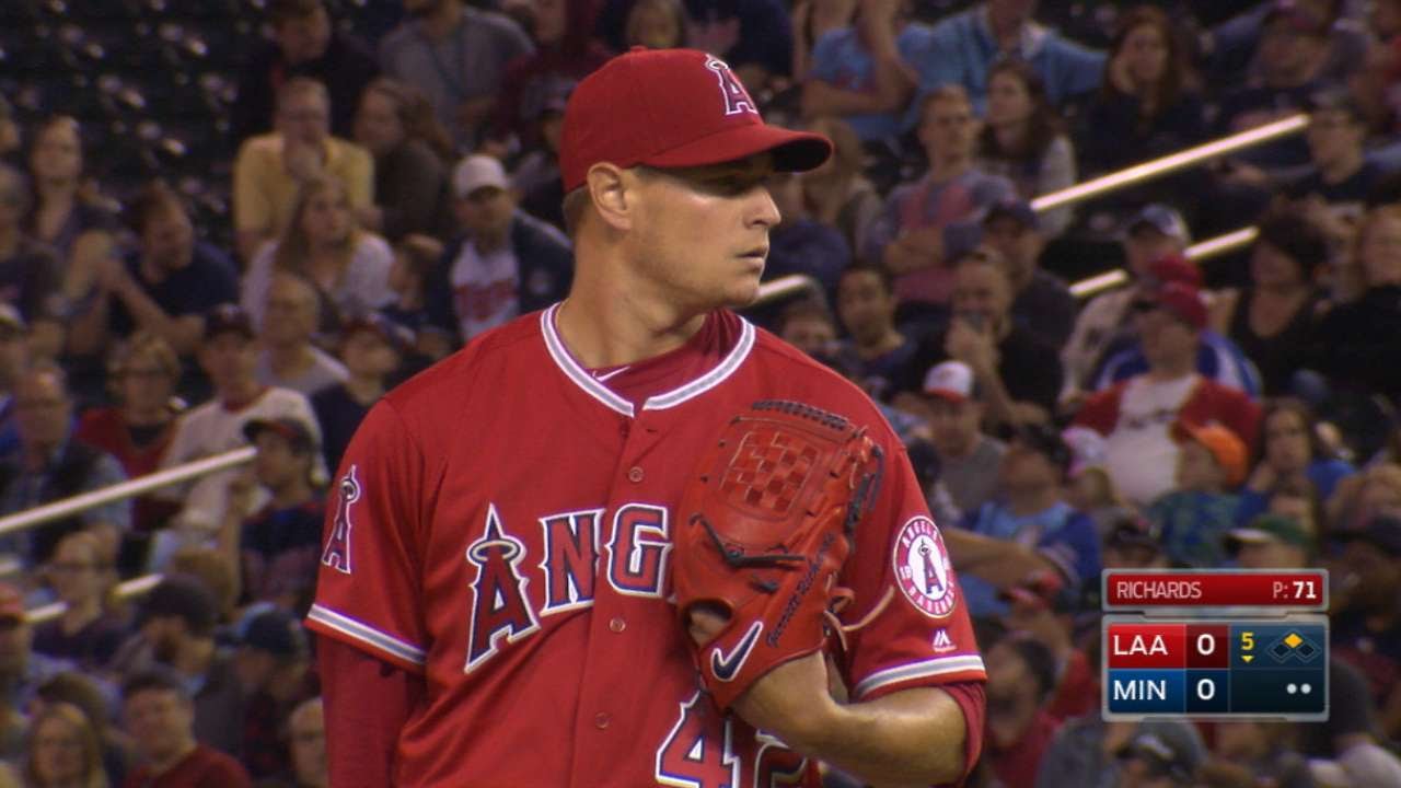 LAA@MIN: Richards strikes out six over six frames