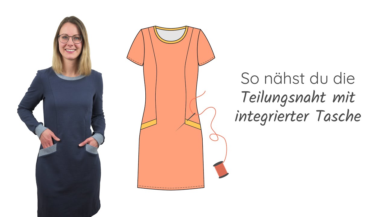 Teilungsnaht mit integrierter Tasche nähen