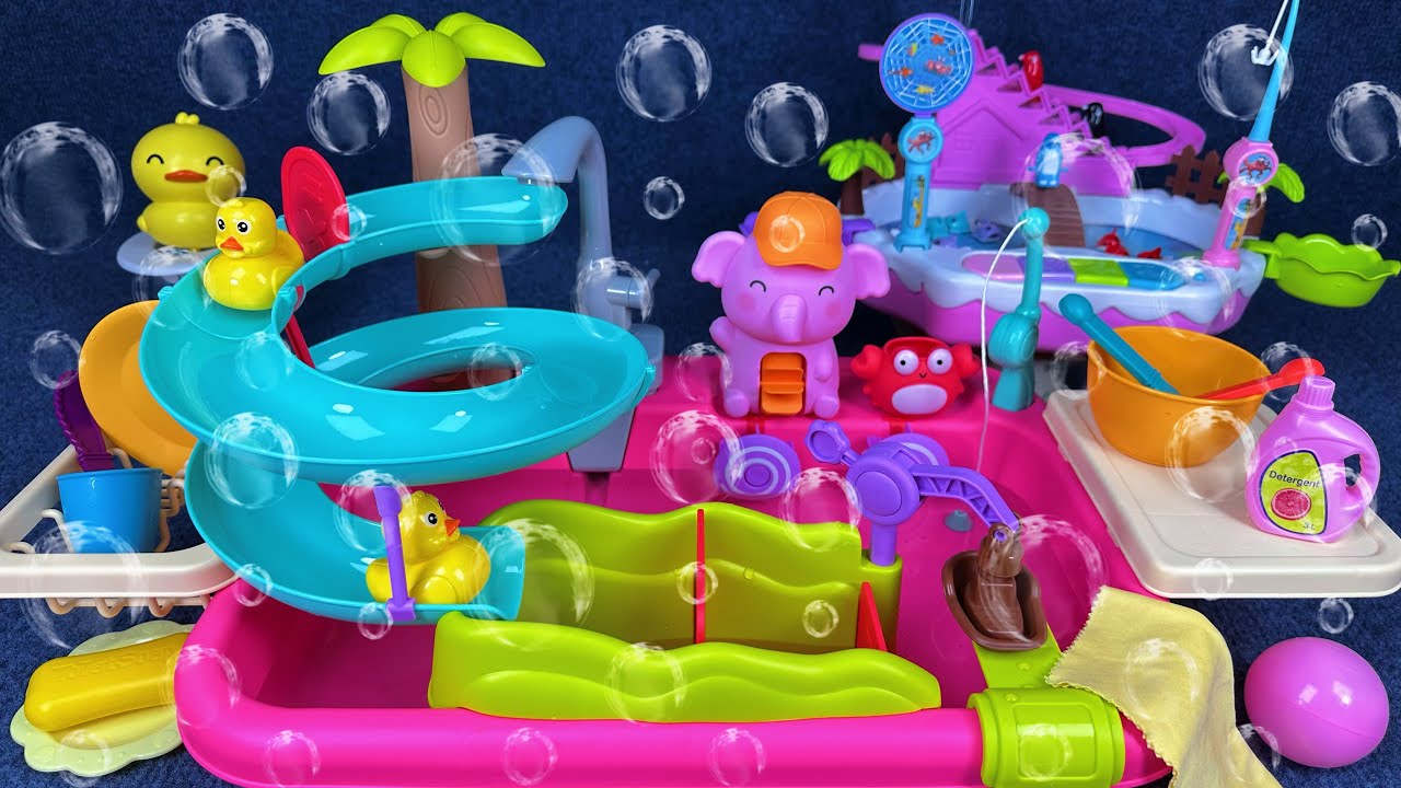 14 Minutes Satisfying with Unboxing Kitchen Sink Toy Set，Fishing Playset Toys Review | ASMR