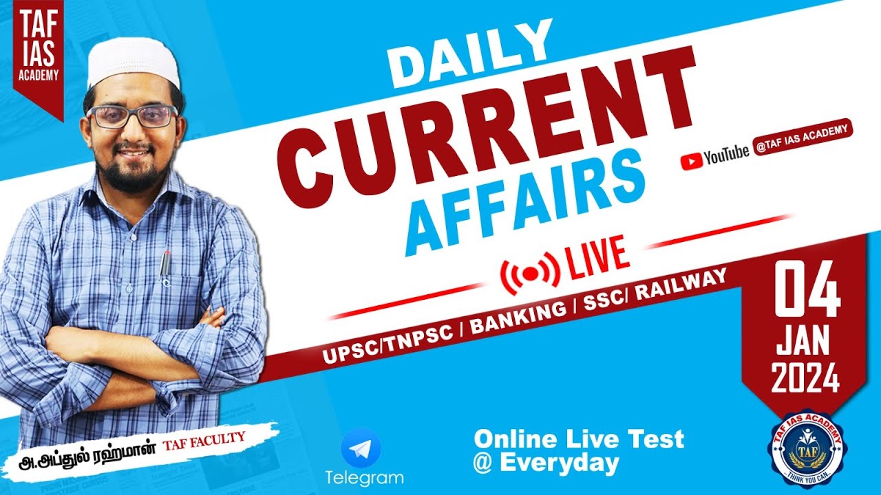🛑 LIVE : DAILY CURRENT AFFAIRS | JAN  04 2024 | JANUARY MONTH CURRENT AFFAIRS | TAF