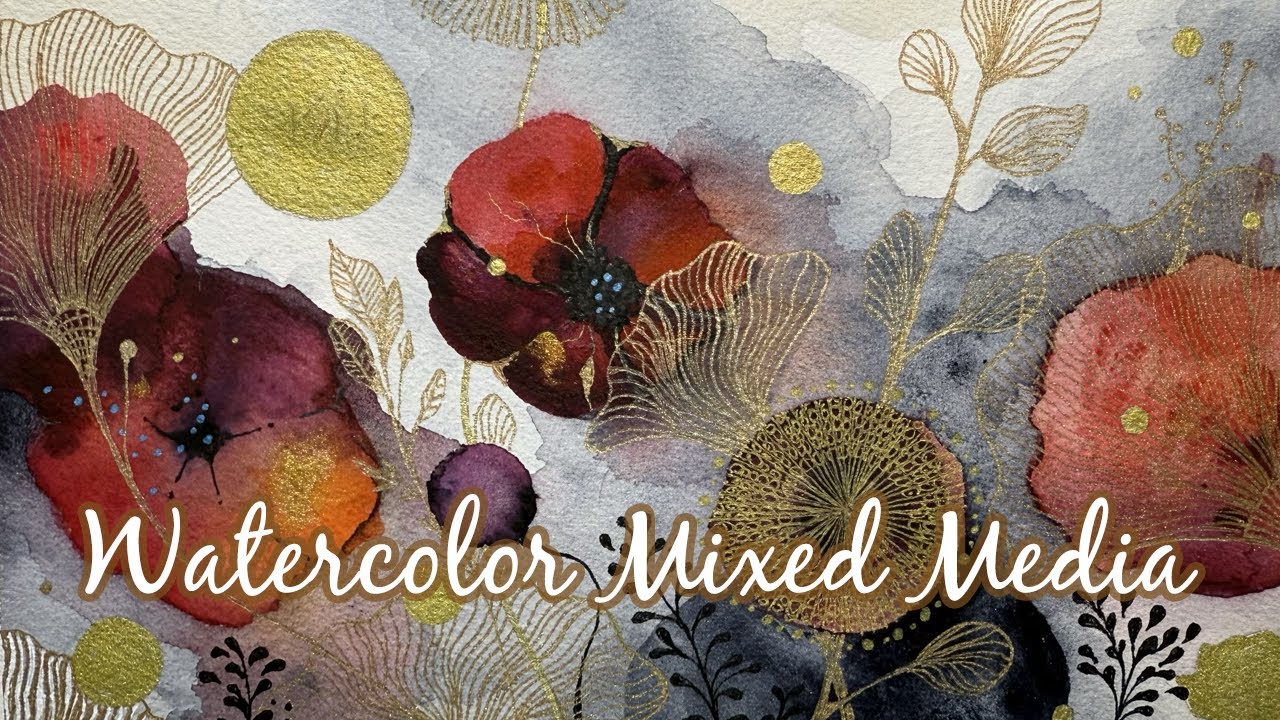 Watercolor Abstract Painting With Zentangle Flower Drawings for Fun!