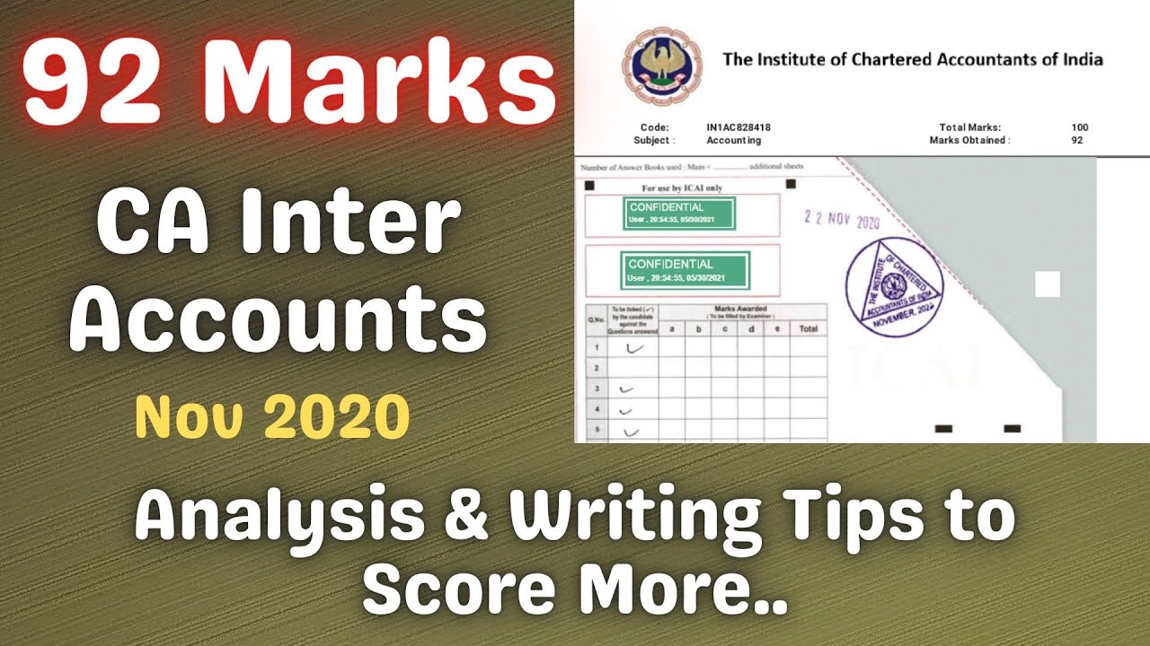 CA Intermediate Accounts 92 Marks Analysis || Writing Tips to Score More.. || Must Watch