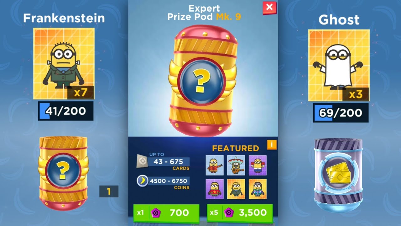 Minion rush Expert prize pod | Challenger prize pod | Silver prize pod